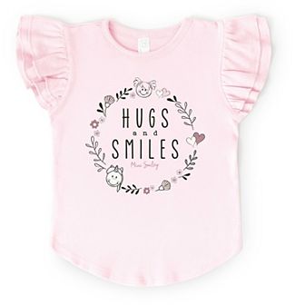 Mini Smiley Hugs and Smiles - Flutter Sleeve Graphic T-Shirt