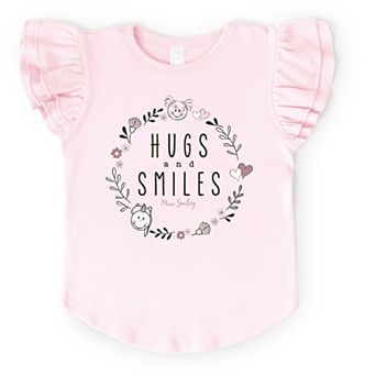 Mini Smiley Hugs and Smiles - Flutter Sleeve Graphic T-Shirt