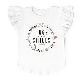 Mini Smiley Hugs and Smiles - Flutter Sleeve Graphic T-Shirt