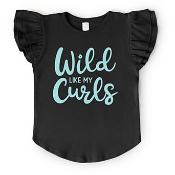 The Juniper Shop Wild Like My Curls Flutter Sleeve Tee