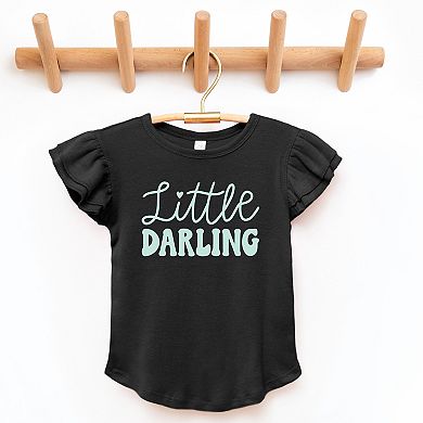 The Juniper Shop Little Darling Cursive Flutter Sleeve Tee