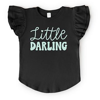 The Juniper Shop Little Darling Cursive Flutter Sleeve Tee