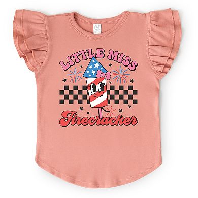 The Juniper Shop Little Miss Firecracker Checkered Flutter Sleeve Tee