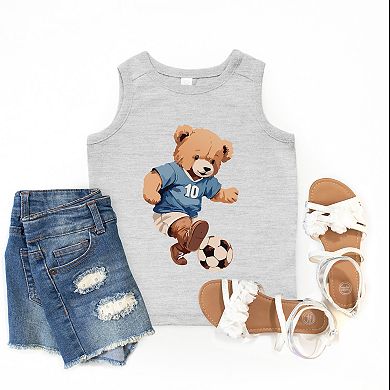 The Juniper Shop Watercolor Soccer Bear Youth Tank Top