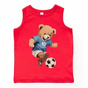 The Juniper Shop Watercolor Soccer Bear Youth Tank Top