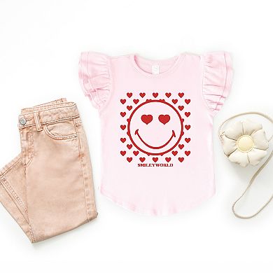 The Juniper Shop SmileyWorld Smiley Face Hearts Flutter Sleeve Tee