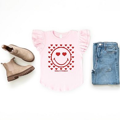 The Juniper Shop SmileyWorld Smiley Face Hearts Flutter Sleeve Tee