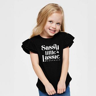 The Juniper Shop Sassy Little Lassie Classy Flutter Sleeve Tee
