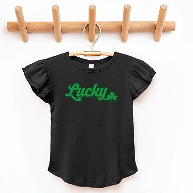 The Juniper Shop Lucky Solid Flutter Sleeve Tee