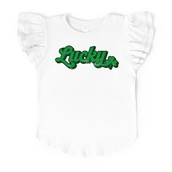 The Juniper Shop Lucky Solid Flutter Sleeve Tee