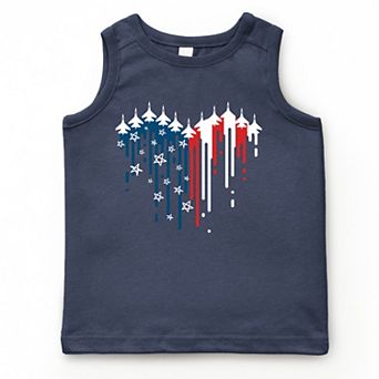 The Juniper Shop Patriotic Plane Heart Youth Tank Top