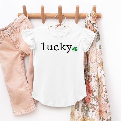 The Juniper Shop Lucky Typewriter Clover Flutter Sleeve Tee