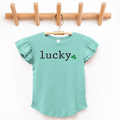 The Juniper Shop Lucky Typewriter Clover Flutter Sleeve Tee