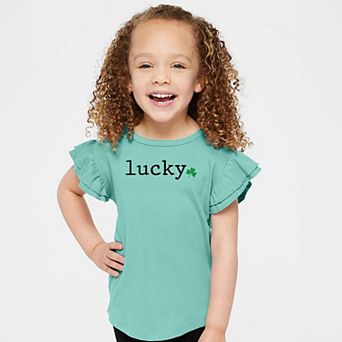 The Juniper Shop Lucky Typewriter Clover Flutter Sleeve Tee