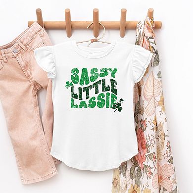 The Juniper Shop Sassy Little Lassie Bubble Letter Flutter Sleeve Tee