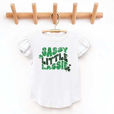 The Juniper Shop Sassy Little Lassie Bubble Letter Flutter Sleeve Tee