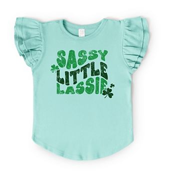 The Juniper Shop Sassy Little Lassie Bubble Letter Flutter Sleeve Tee
