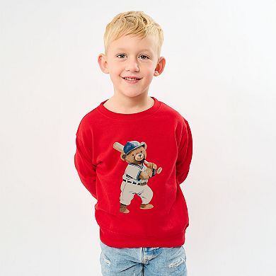 The Juniper Shop Watercolor Baseball Bear Youth Sweatshirt