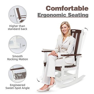 Aoodor Patio Rocking Chair, HDPE Rockers with All-Weather Design for Indoor/Outdoor