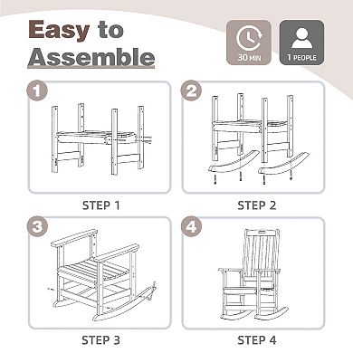Aoodor Patio Rocking Chair, HDPE Rockers with All-Weather Design for Indoor/Outdoor