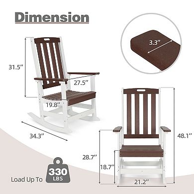 Aoodor Patio Rocking Chair, HDPE Rockers with All-Weather Design for Indoor/Outdoor
