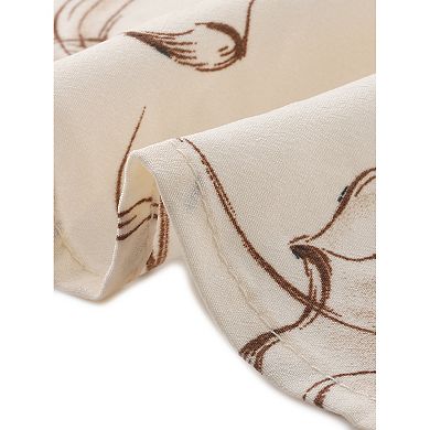 Notched Crew Neck Tops for Women's Printing Button-down Shirts