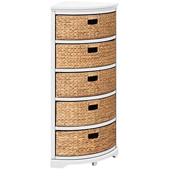 eHemco Hampton Meadows 5 tier X-Side Corner Storage Drawers with 5 Wicker Baskets