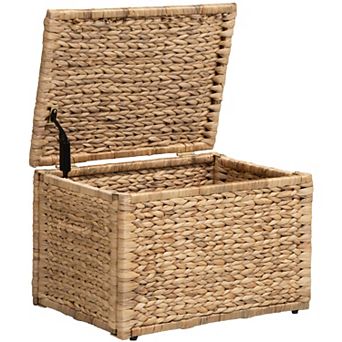 eHemco Heavy-duty Water Hyacinth Wicker Storage Trunk with Metal Frame, 20.5 in Natural