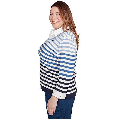 Plus Size Alfred Dunner Ombre Stripe Two-in-One Sweater