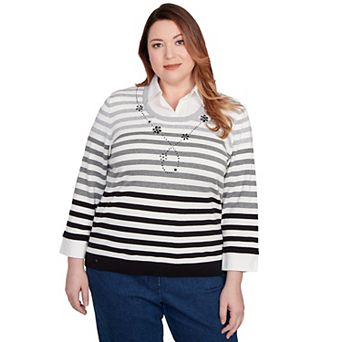 Plus Size Alfred Dunner Ombre Stripe Two-in-One Sweater