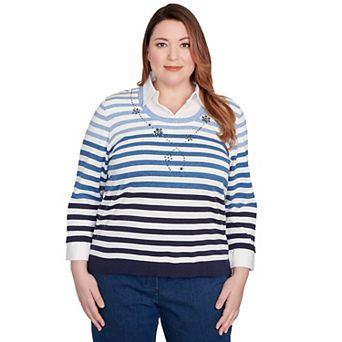 Plus Size Alfred Dunner Ombre Stripe Two-in-One Sweater