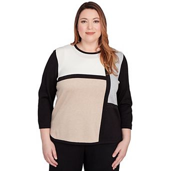 Plus Size Alfred Dunner Colorblock Long Sleeve Sweater