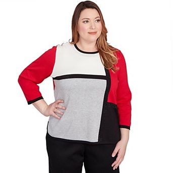 Plus Size Alfred Dunner Colorblock Long Sleeve Sweater