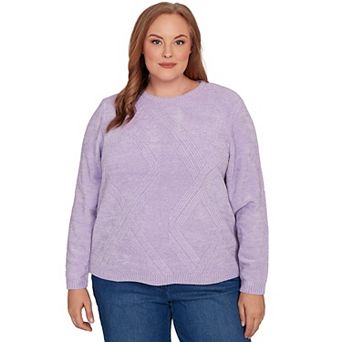 Plus Size Alfred Dunner Cable Chenille Pullover Sweater