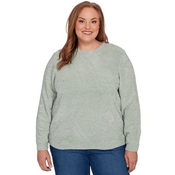 Plus Size Alfred Dunner Cable Chenille Pullover Sweater