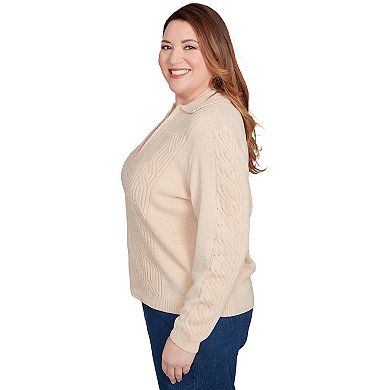 Plus Size Alfred Dunner Zip-Front Chenille Collared Sweater