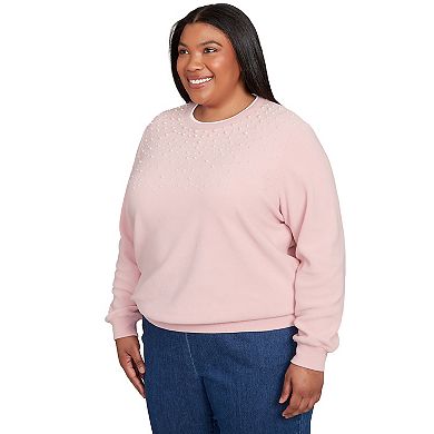 Plus Size Alfred Dunner Embellished Neckline Anti-Pill Sweater