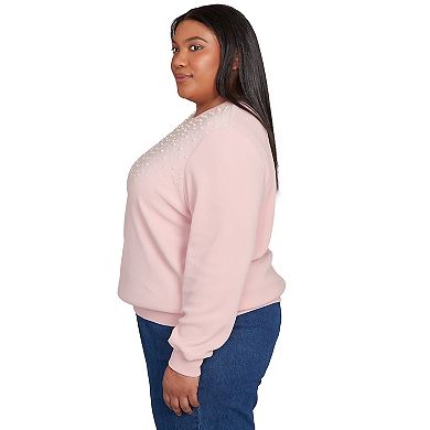 Plus Size Alfred Dunner Embellished Neckline Anti-Pill Sweater