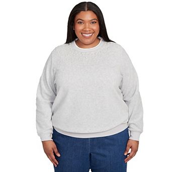 Plus Size Alfred Dunner Embellished Neckline Anti-Pill Sweater