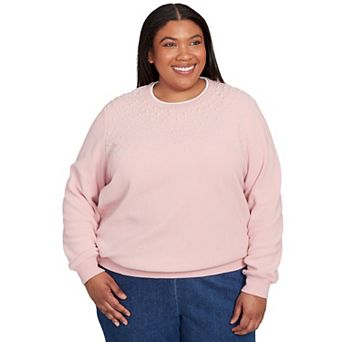 Plus Size Alfred Dunner Embellished Neckline Anti-Pill Sweater