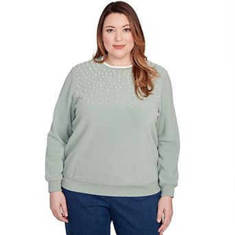 Plus Size Alfred Dunner Embellished Neckline Anti-Pill Sweater