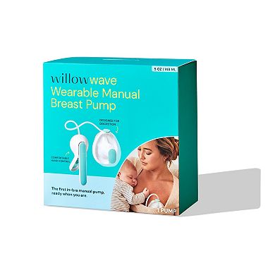Willow Wave Wearable Manual Breast Pump with Splashguard & Easy-Pour Spout
