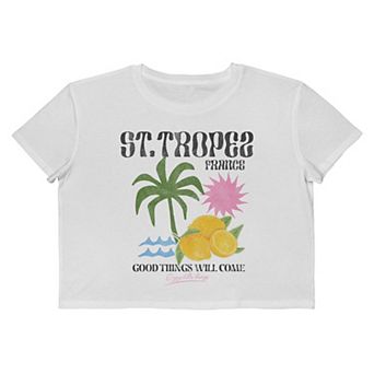 Juniors' Grayson Threads The Label St. Tropez France Good Things Will Come Cropped Graphic Tee