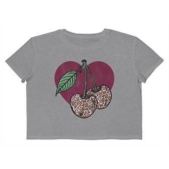 Juniors' Grayson Threads The Label Leopard Cherries Cropped Graphic Tee