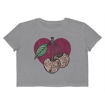 Juniors' Grayson Threads The Label Leopard Cherries Cropped Graphic Tee