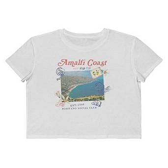 Juniors' Grayson Threads The Label Amalfi Coast Positano Social Club Est: 1946 Postcard Cropped Graphic Tee