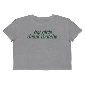 Juniors' Grayson Threads The Label Hot Girls Drink Matcha Cropped Graphic Tee