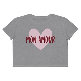Juniors' Grayson Threads The Label Mon Amour Heart Cropped Graphic Tee