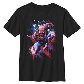 Boys 8-20 Marvel Spider-Man Paint Drip Stars And Stripes Americana Graphic Tee