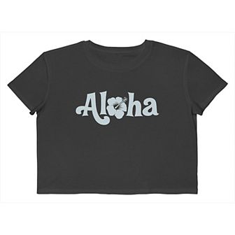 Juniors' Grayson Threads The Label Aloha Hawaiian Flower Cropped Graphic Tee
